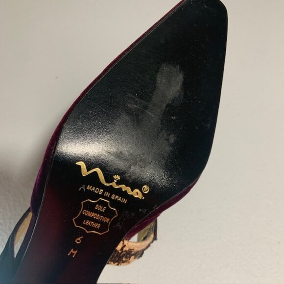 Vintage Nina Purple Velvet & Gold Dark Romance Goth Heels Made in Spain - Size 6 - Picture 10 of 10